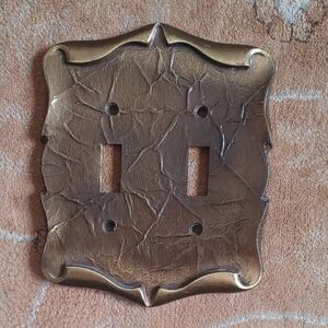 Vintage Amerock Dual Light Switch Cover Plate. Brasstone. Die Cast.